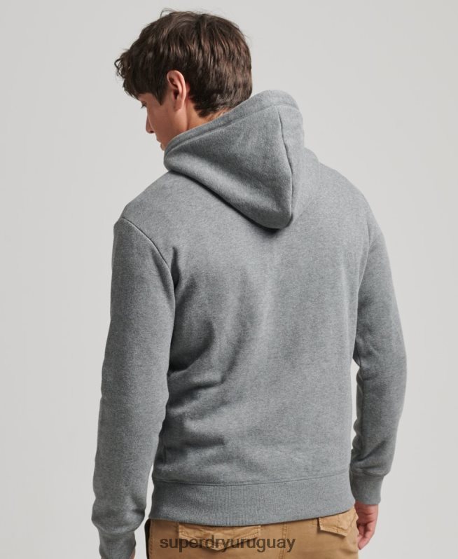 uy Superdry hombres sudadera con capucha y logo esencial de algodón orgánico gris DT2N8Z560 ropa