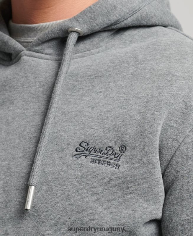 uy Superdry hombres sudadera con capucha y logo esencial de algodón orgánico gris DT2N8Z560 ropa