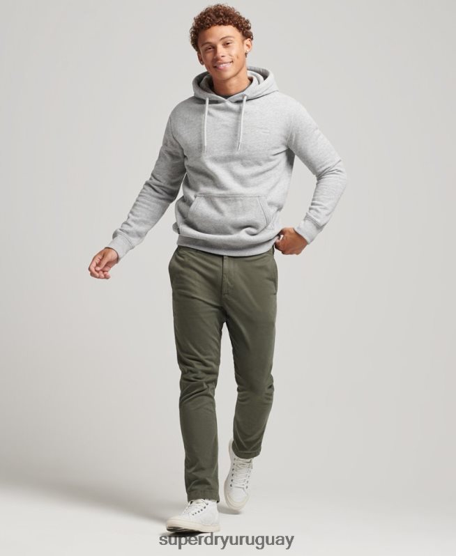 uy Superdry hombres sudadera con capucha y logo esencial de algodón orgánico gris DT2N8Z567 ropa