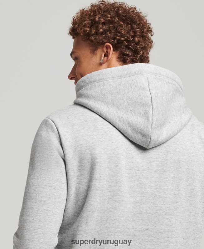 uy Superdry hombres sudadera con capucha y logo esencial de algodón orgánico gris DT2N8Z567 ropa