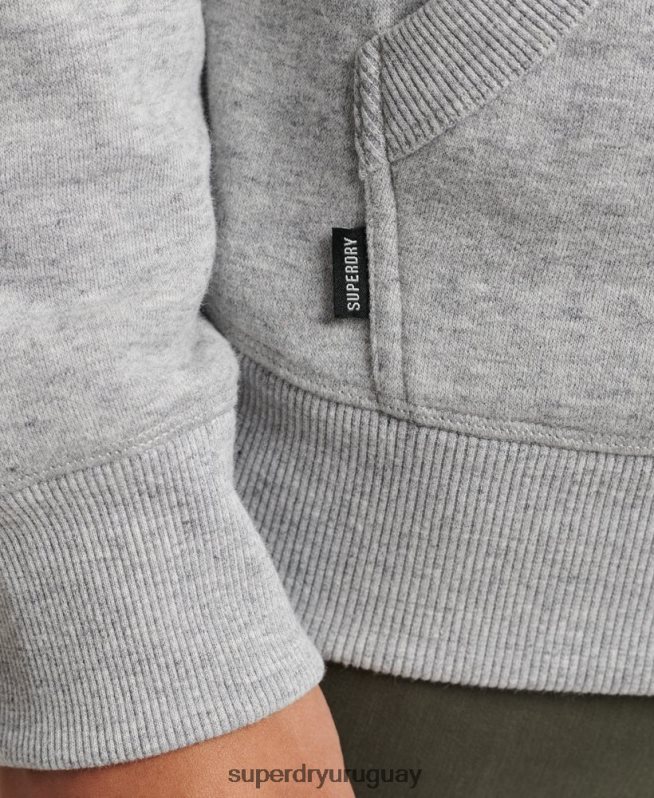uy Superdry hombres sudadera con capucha y logo esencial de algodón orgánico gris DT2N8Z567 ropa