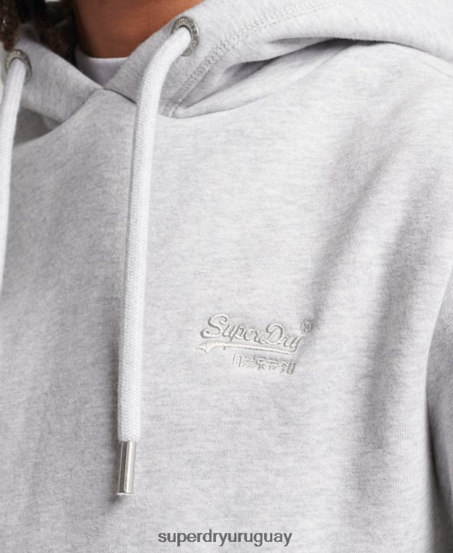 uy Superdry hombres sudadera con capucha y logo esencial de algodón orgánico gris claro DT2N8Z616 ropa