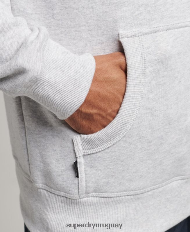 uy Superdry hombres sudadera con capucha y logo esencial de algodón orgánico gris claro DT2N8Z616 ropa