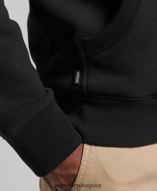 uy Superdry hombres sudadera con capucha y logo esencial de algodón orgánico negro DT2N8Z590 ropa