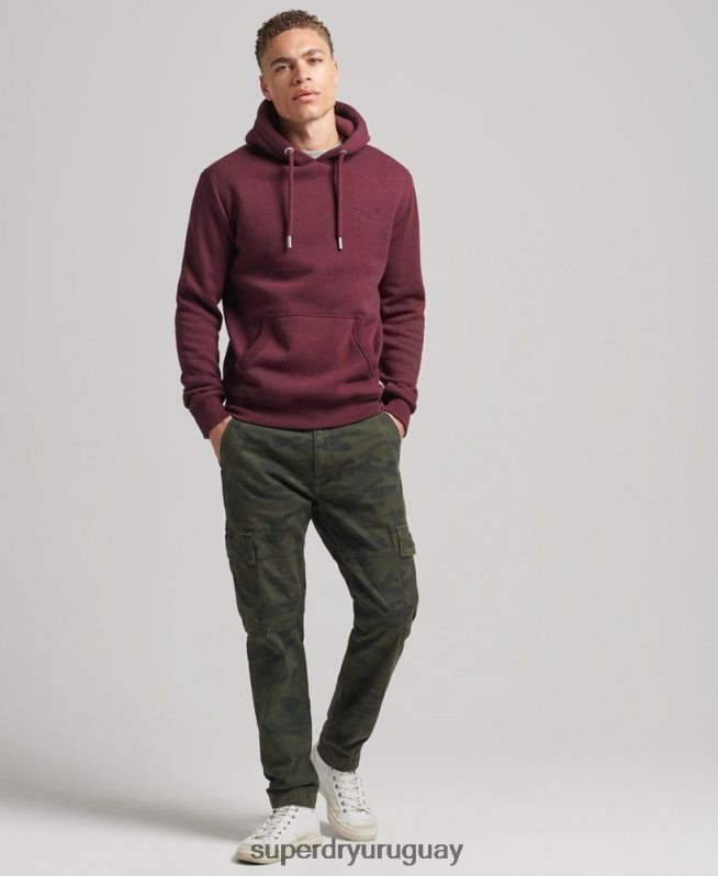 uy Superdry hombres sudadera con capucha y logo esencial de algodón orgánico rojo DT2N8Z522 ropa