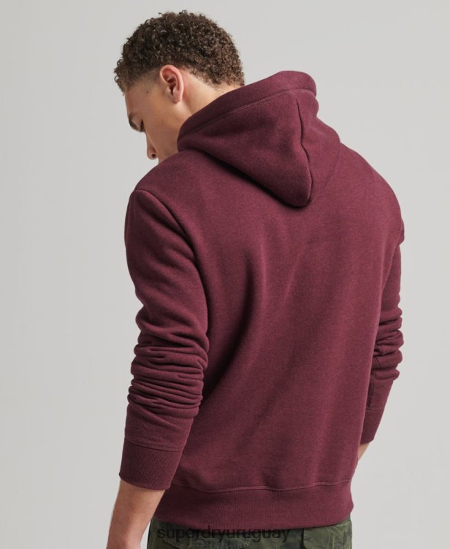uy Superdry hombres sudadera con capucha y logo esencial de algodón orgánico rojo DT2N8Z522 ropa