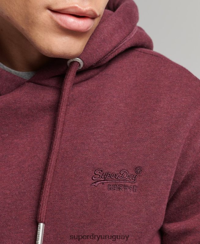 uy Superdry hombres sudadera con capucha y logo esencial de algodón orgánico rojo DT2N8Z522 ropa