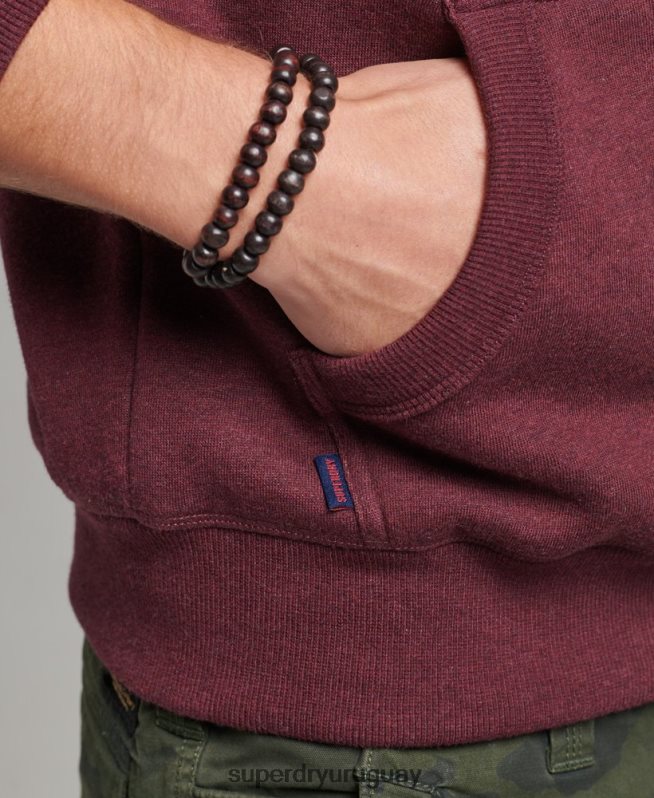 uy Superdry hombres sudadera con capucha y logo esencial de algodón orgánico rojo DT2N8Z522 ropa