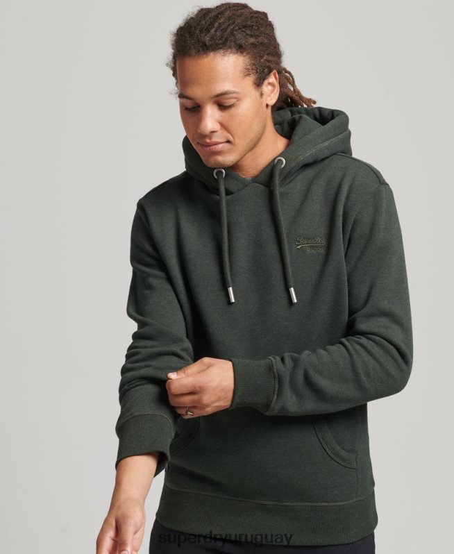 uy Superdry hombres sudadera con capucha y logo esencial de algodón orgánico verde DT2N8Z5081 ropa