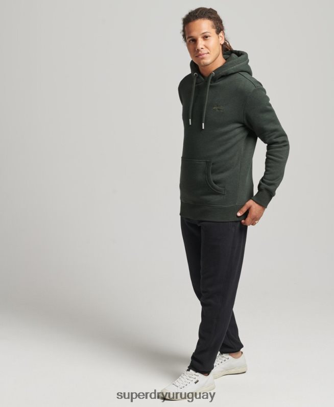 uy Superdry hombres sudadera con capucha y logo esencial de algodón orgánico verde DT2N8Z5081 ropa