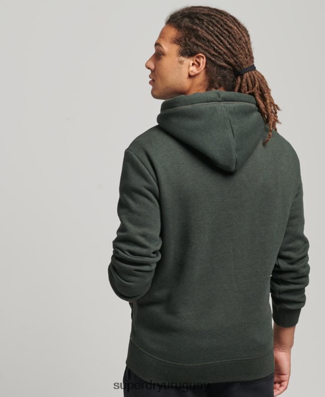 uy Superdry hombres sudadera con capucha y logo esencial de algodón orgánico verde DT2N8Z5081 ropa