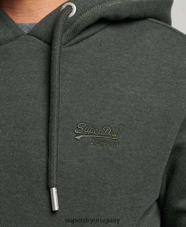 uy Superdry hombres sudadera con capucha y logo esencial de algodón orgánico verde DT2N8Z5081 ropa