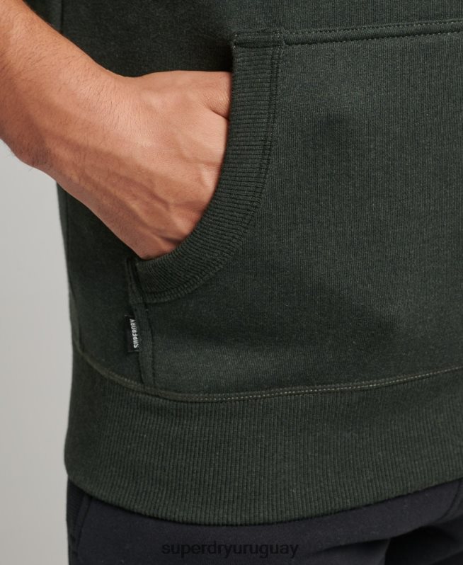 uy Superdry hombres sudadera con capucha y logo esencial de algodón orgánico verde DT2N8Z5081 ropa