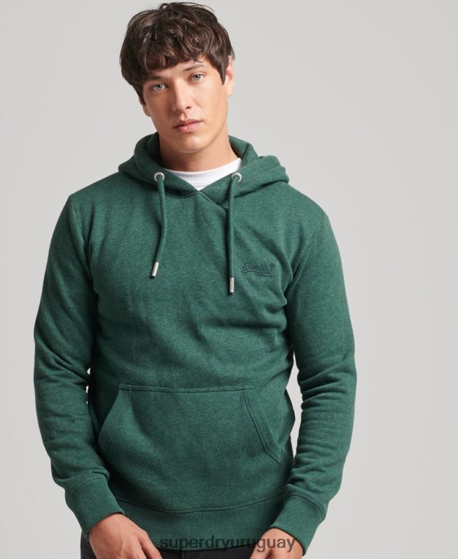 uy Superdry hombres sudadera con capucha y logo esencial de algodón orgánico verde DT2N8Z727 ropa