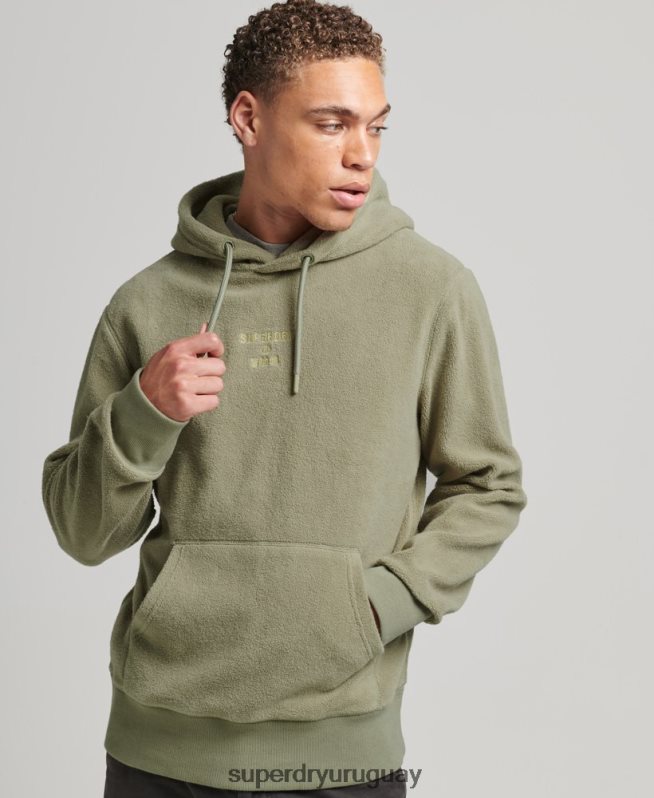 uy Superdry hombres sudadera con capucha y logo gráfico caqui DT2N8Z5012 ropa