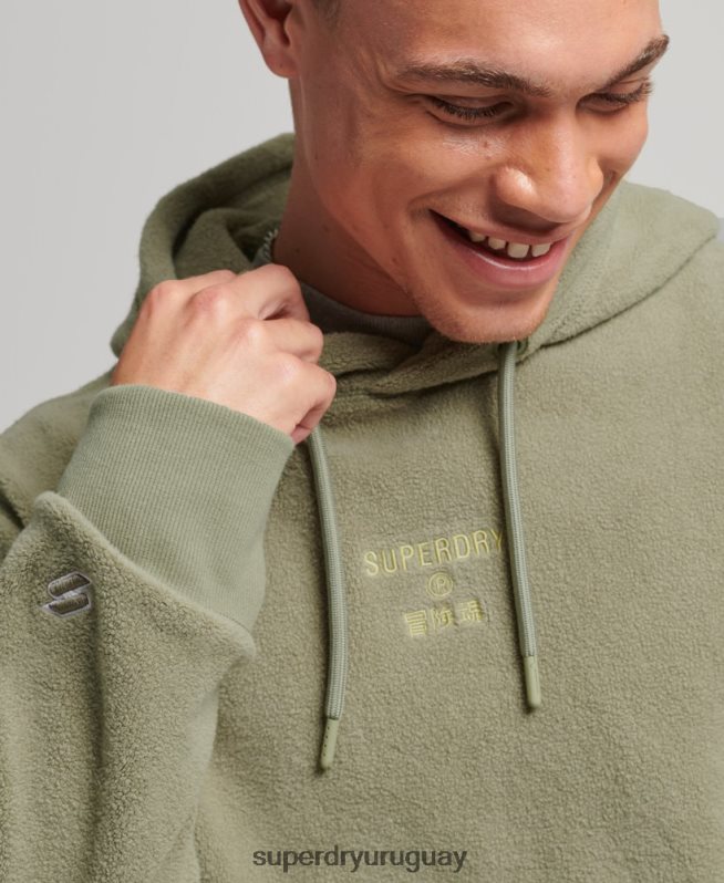 uy Superdry hombres sudadera con capucha y logo gráfico caqui DT2N8Z5012 ropa