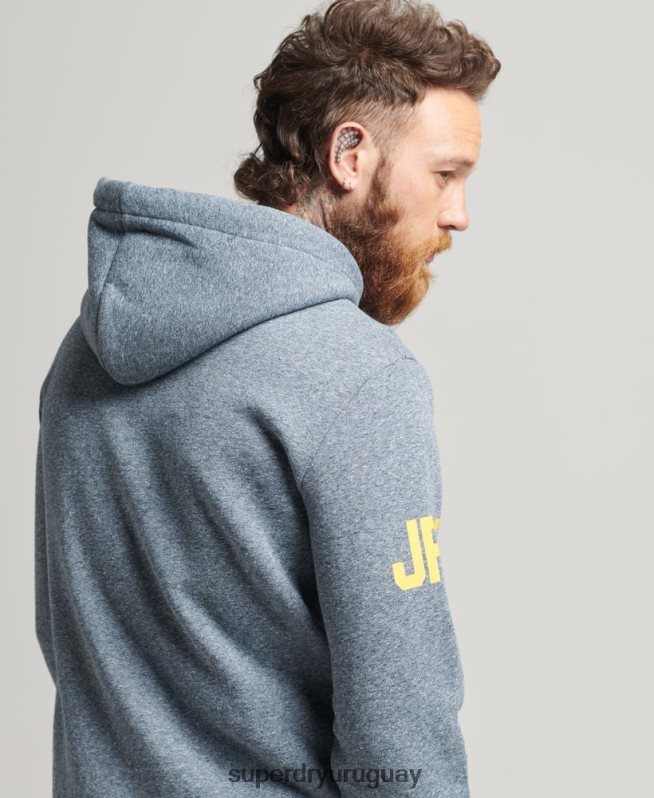 uy Superdry hombres sudadera con capucha y logo gráfico clásico azul DT2N8Z5120 ropa