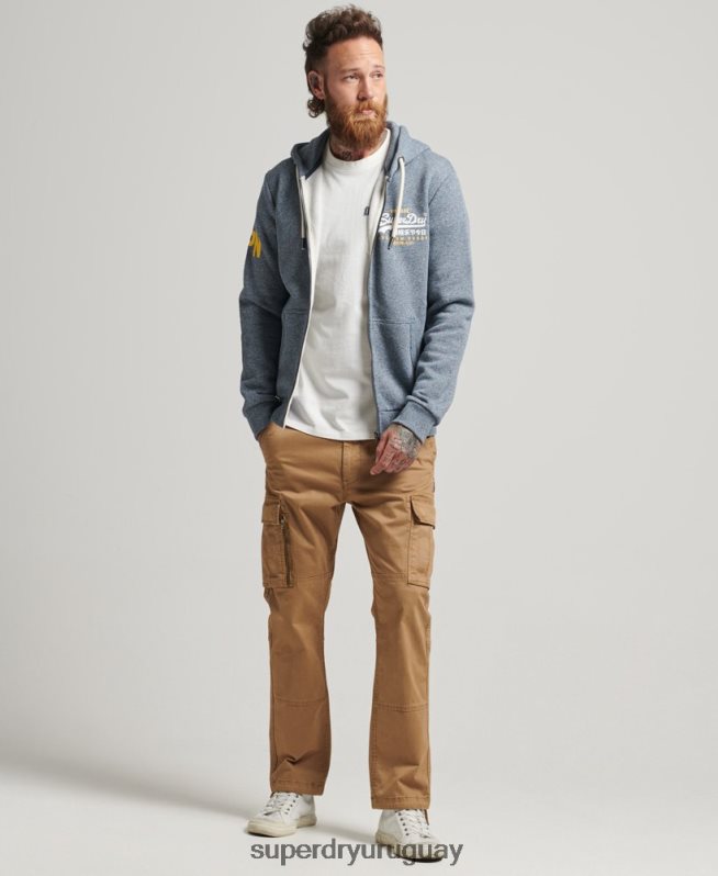 uy Superdry hombres sudadera con capucha y logo gráfico clásico azul DT2N8Z5120 ropa