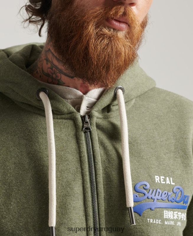 uy Superdry hombres sudadera con capucha y logo gráfico clásico verde DT2N8Z5121 ropa