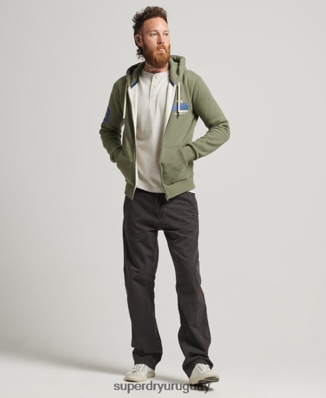 uy Superdry hombres sudadera con capucha y logo gráfico clásico verde DT2N8Z5121 ropa