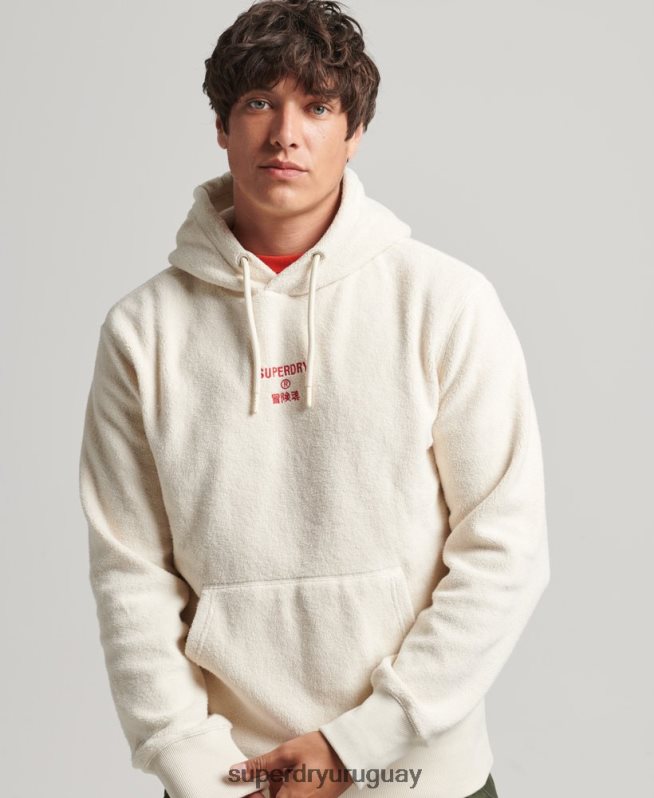 uy Superdry hombres sudadera con capucha y logo gráfico crema DT2N8Z5221 ropa