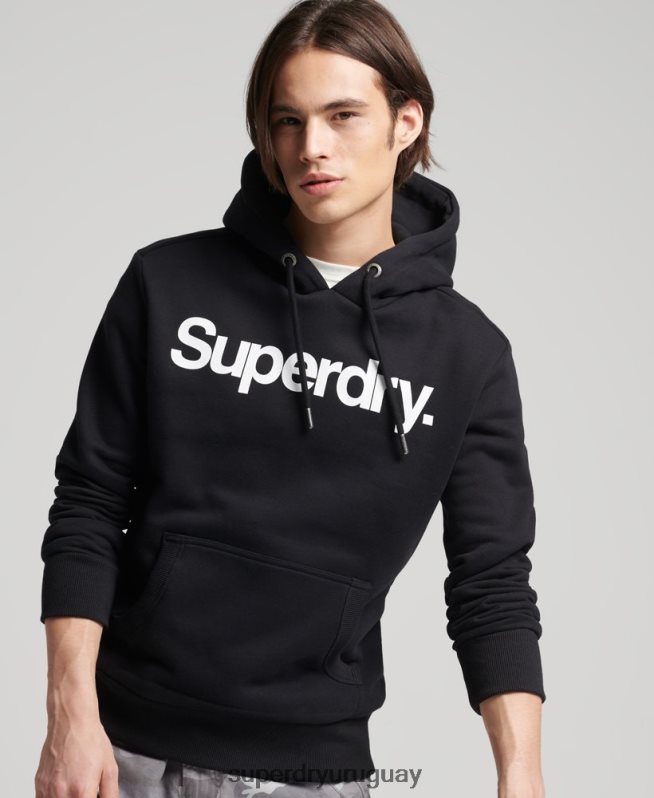uy Superdry hombres sudadera con capucha y logo negro DT2N8Z5196 ropa