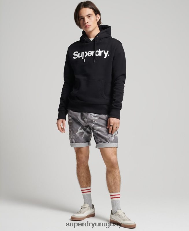 uy Superdry hombres sudadera con capucha y logo negro DT2N8Z5196 ropa