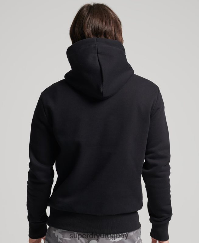 uy Superdry hombres sudadera con capucha y logo negro DT2N8Z5196 ropa