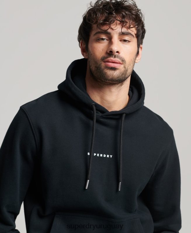 uy Superdry hombres sudadera con capucha y logo negro DT2N8Z837 ropa
