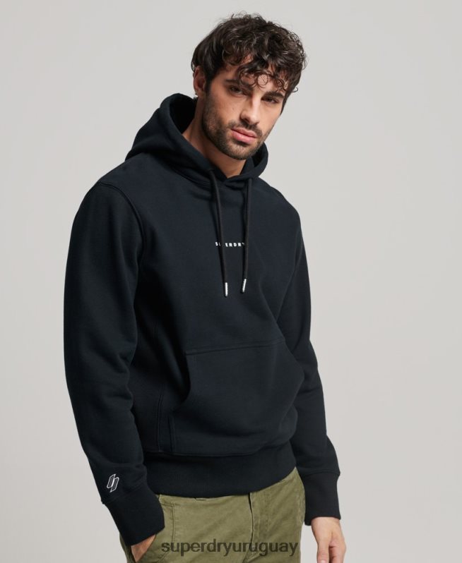 uy Superdry hombres sudadera con capucha y logo negro DT2N8Z837 ropa