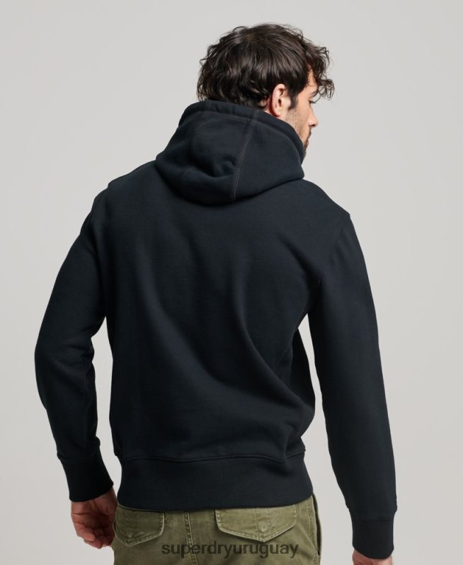 uy Superdry hombres sudadera con capucha y logo negro DT2N8Z837 ropa