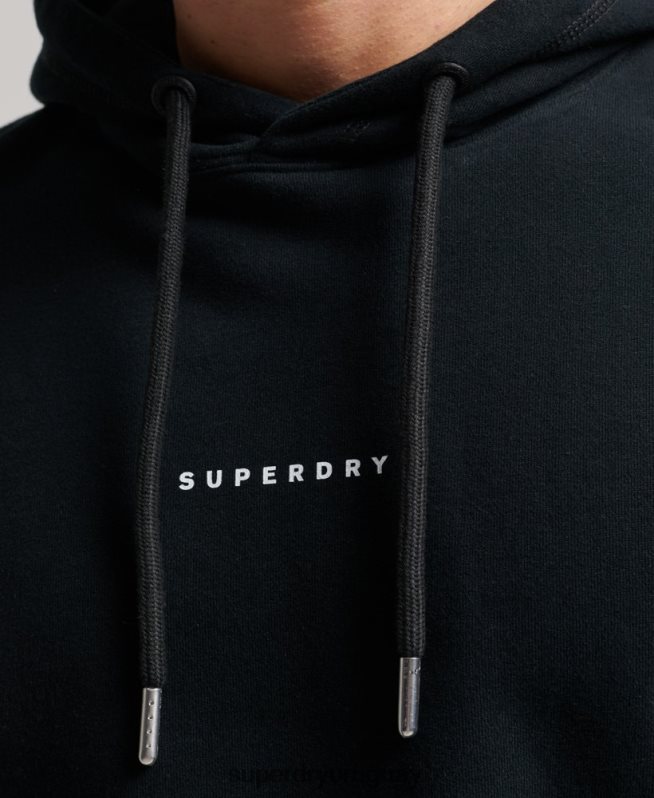 uy Superdry hombres sudadera con capucha y logo negro DT2N8Z837 ropa
