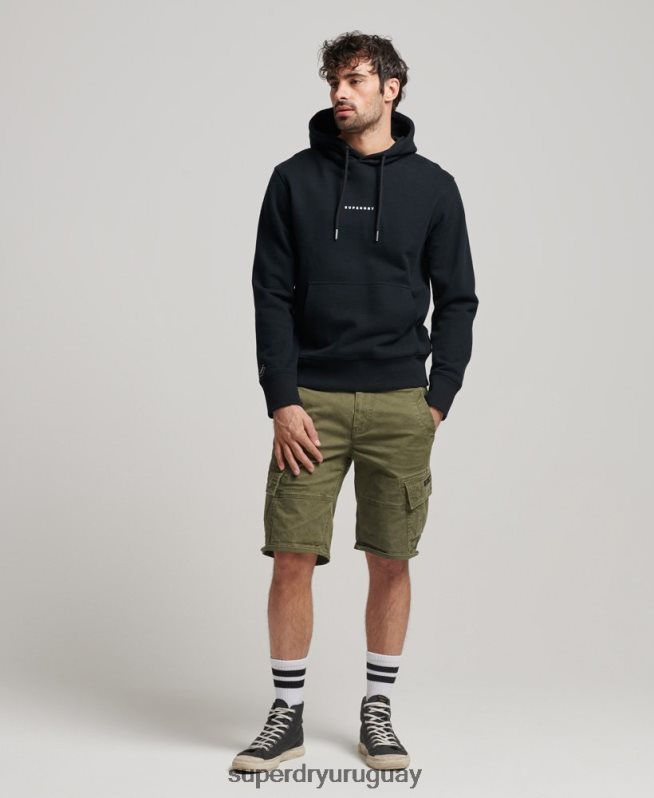 uy Superdry hombres sudadera con capucha y logo negro DT2N8Z837 ropa
