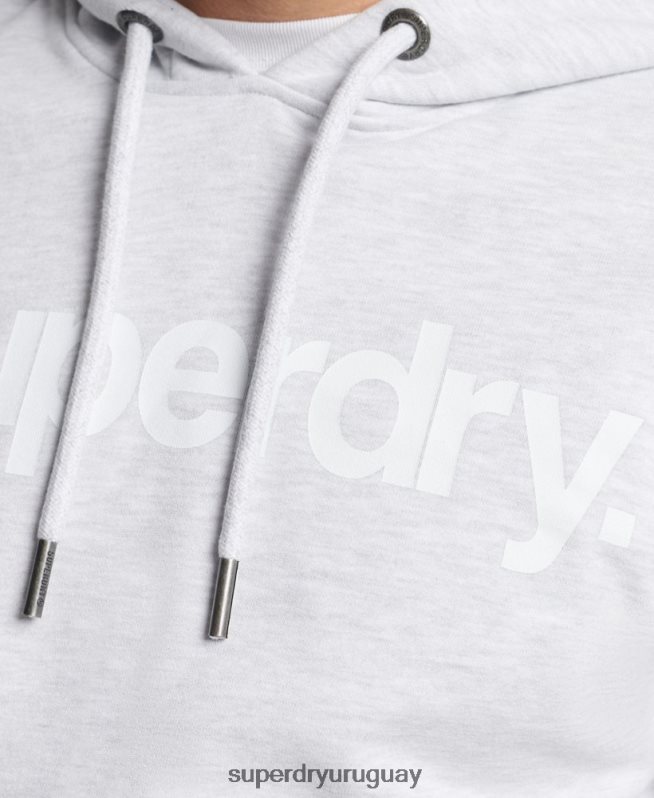 uy Superdry hombres sudadera con capucha y logo sin cepillar gris claro DT2N8Z866 ropa