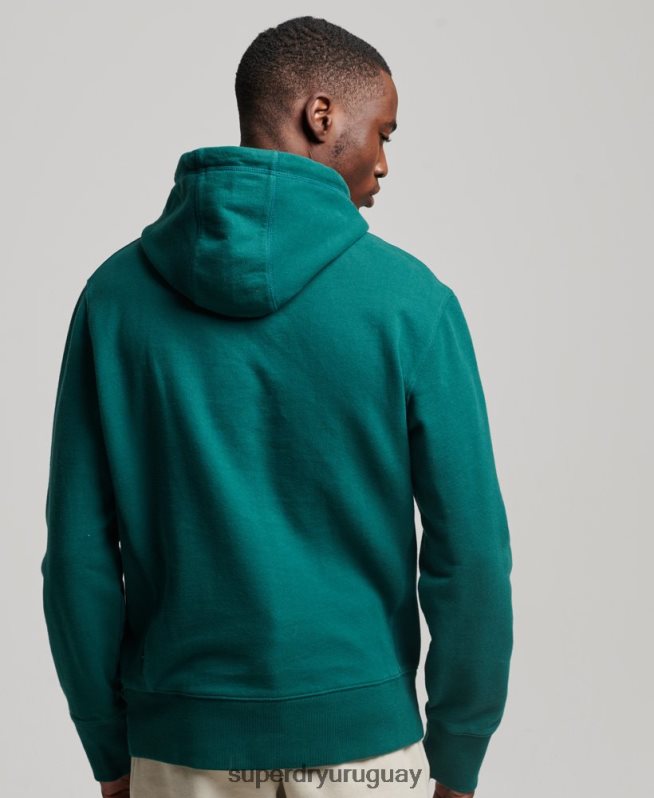 uy Superdry hombres sudadera con capucha y logo verde DT2N8Z482 ropa