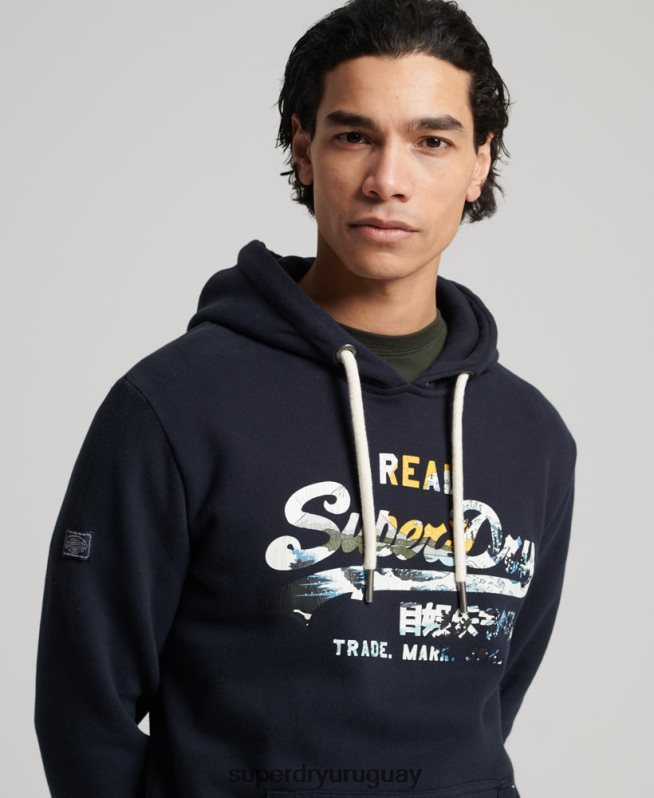 uy Superdry hombres sudadera con capucha y logo vintage Armada DT2N8Z5186 ropa
