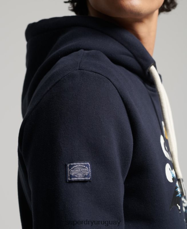 uy Superdry hombres sudadera con capucha y logo vintage Armada DT2N8Z5186 ropa