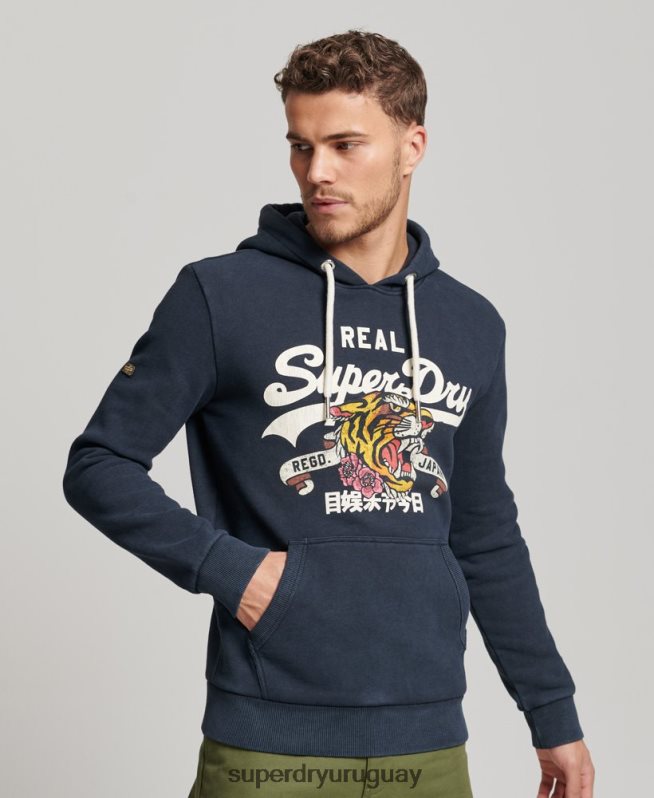 uy Superdry hombres sudadera con capucha y logo vintage Armada DT2N8Z568 ropa