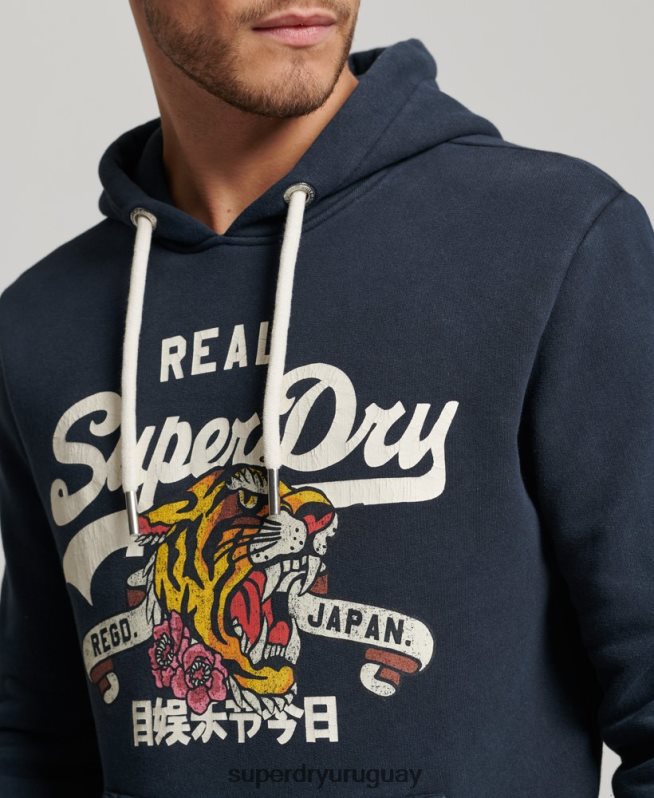 uy Superdry hombres sudadera con capucha y logo vintage Armada DT2N8Z568 ropa