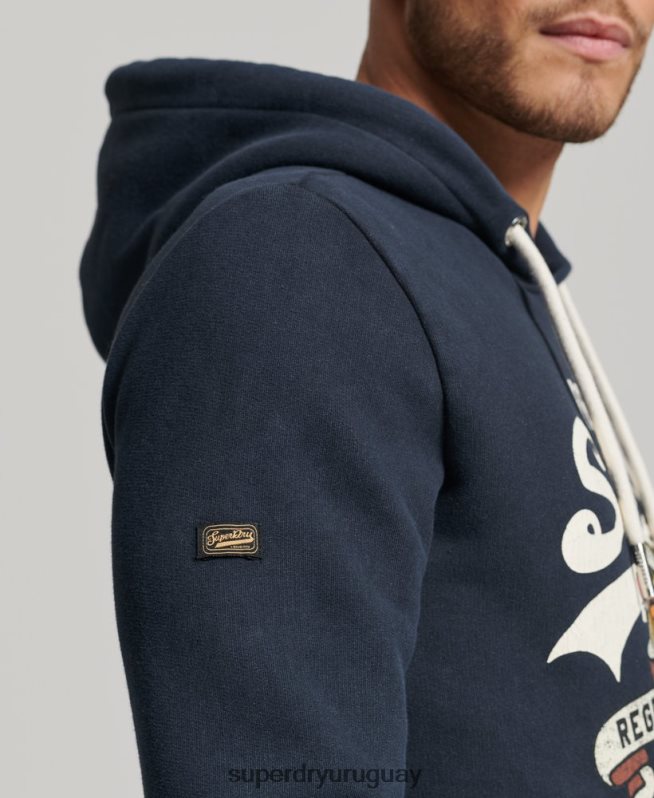 uy Superdry hombres sudadera con capucha y logo vintage Armada DT2N8Z568 ropa