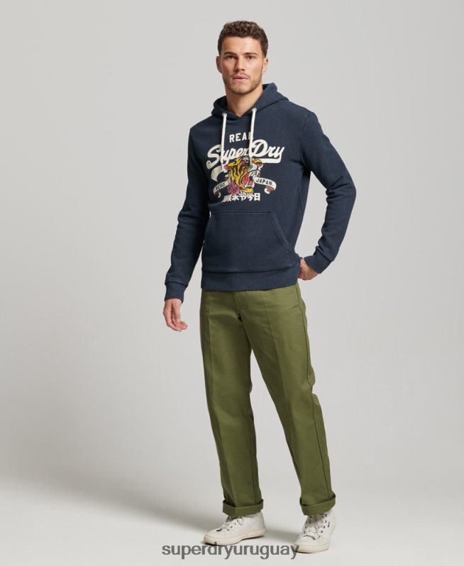 uy Superdry hombres sudadera con capucha y logo vintage Armada DT2N8Z568 ropa