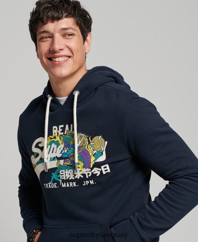 uy Superdry hombres sudadera con capucha y logo vintage Armada DT2N8Z697 ropa
