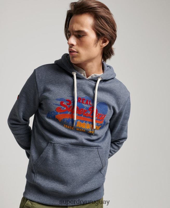 uy Superdry hombres sudadera con capucha y logo vintage Armada DT2N8Z729 ropa