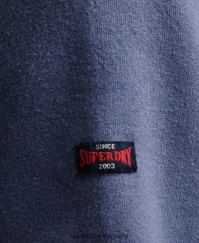 uy Superdry hombres sudadera con capucha y logo vintage azul DT2N8Z500 ropa