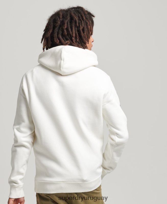 uy Superdry hombres sudadera con capucha y logo vintage blanco DT2N8Z763 ropa