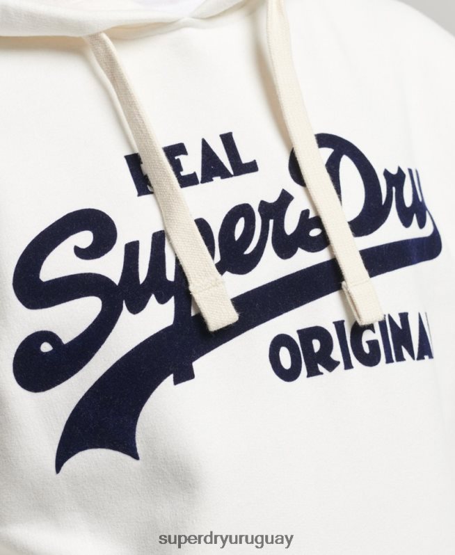 uy Superdry hombres sudadera con capucha y logo vintage blanco DT2N8Z763 ropa