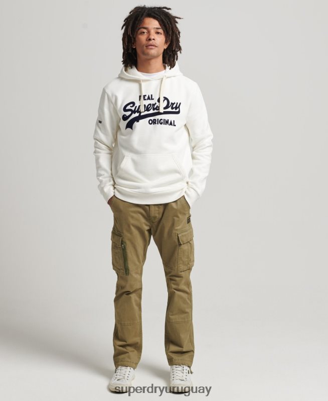 uy Superdry hombres sudadera con capucha y logo vintage blanco DT2N8Z763 ropa