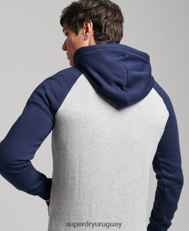 uy Superdry hombres sudadera con capucha y logo vintage bordado gris DT2N8Z481 ropa