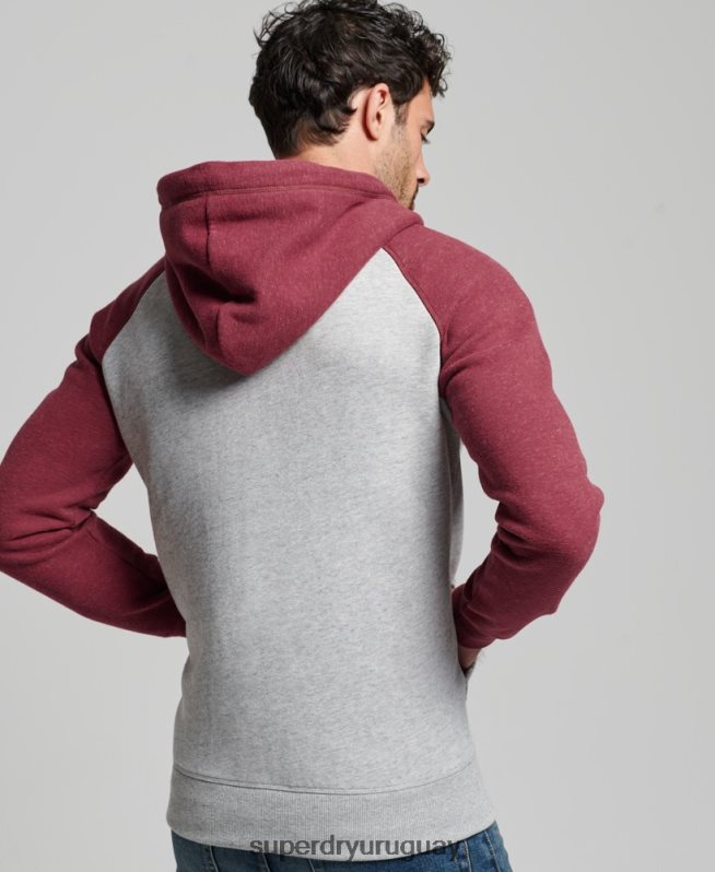 uy Superdry hombres sudadera con capucha y logo vintage bordado gris claro DT2N8Z557 ropa