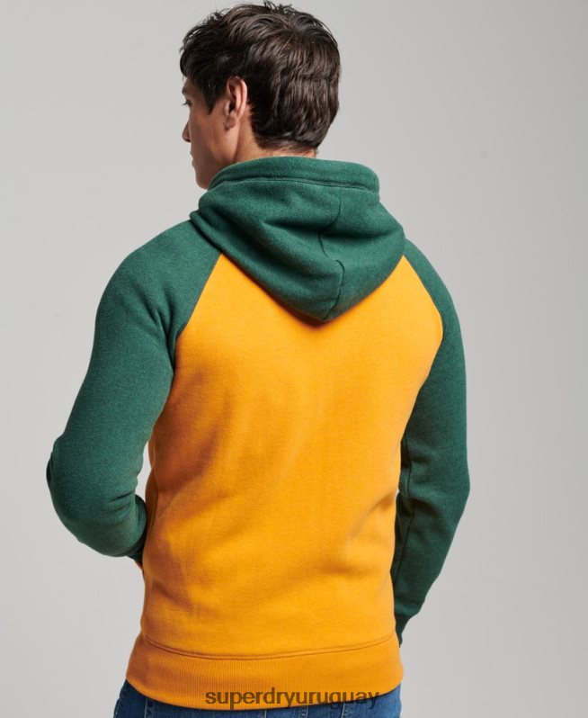 uy Superdry hombres sudadera con capucha y logo vintage bordado oro DT2N8Z490 ropa